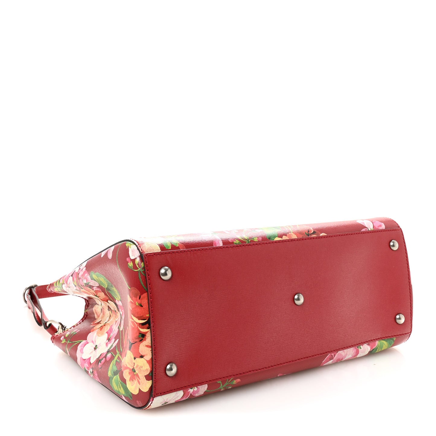 Shangai Calfskin Blooms Print Medium Bamboo Shopper Tote Red Multicolor