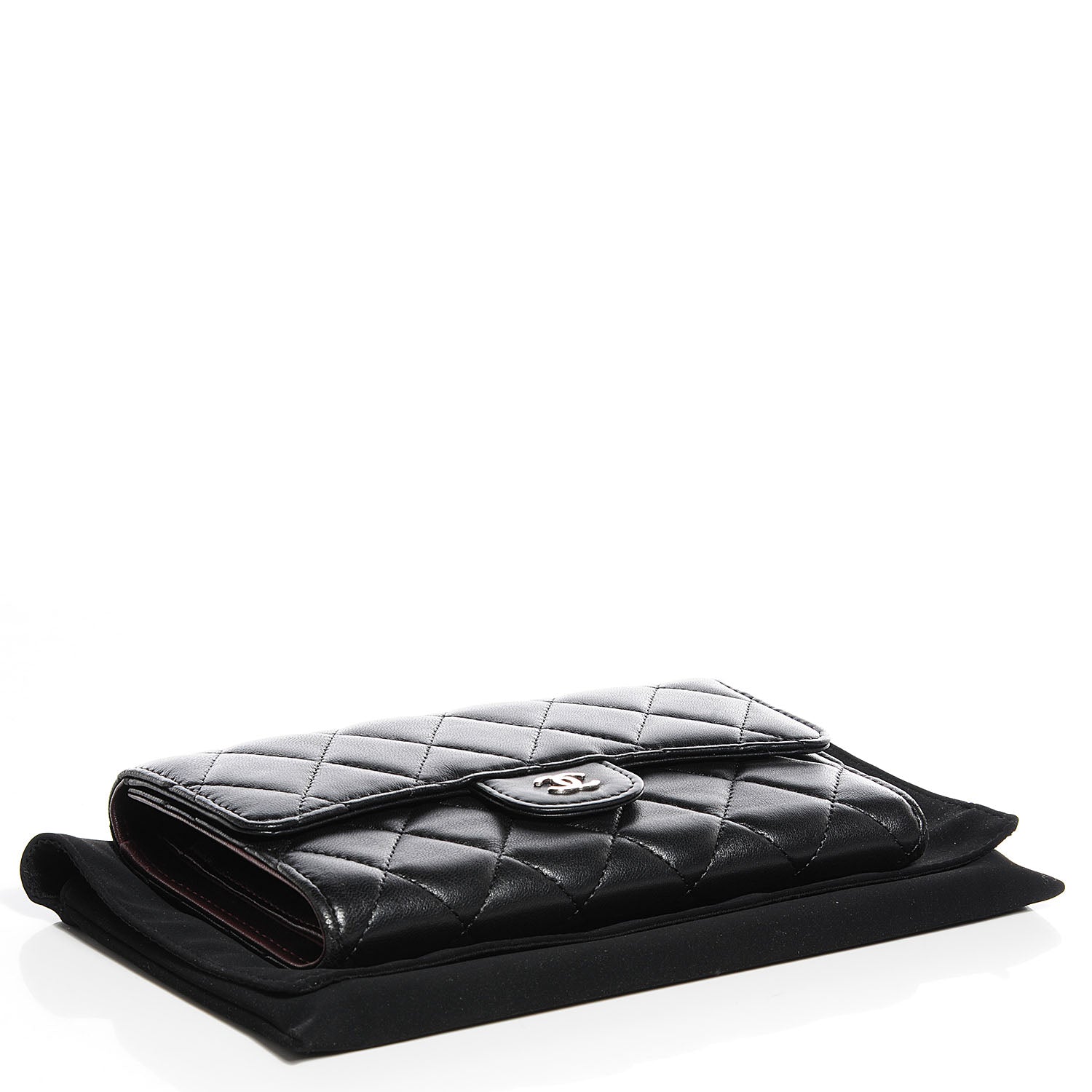 Chanel Lambskin Quilted Large Flap Wallet Black 4 of 8