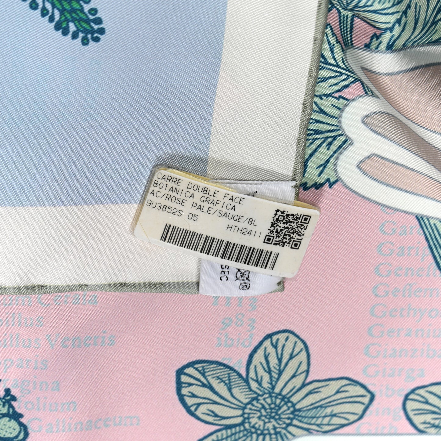 Silk Botanica Grafica Double Face Scarf 90 Rose Pale Sauge White