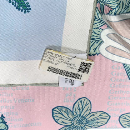 Hermes Silk Botanica Grafica Double Face Scarf 90 Rose Pale Sauge White 2 of 4