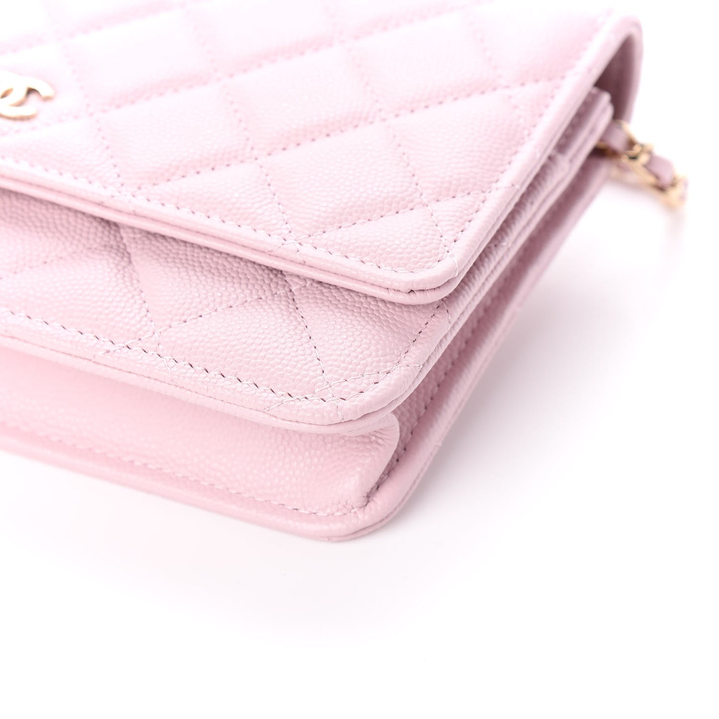 Caviar Quilted Wallet On Chain WOC Light Pink