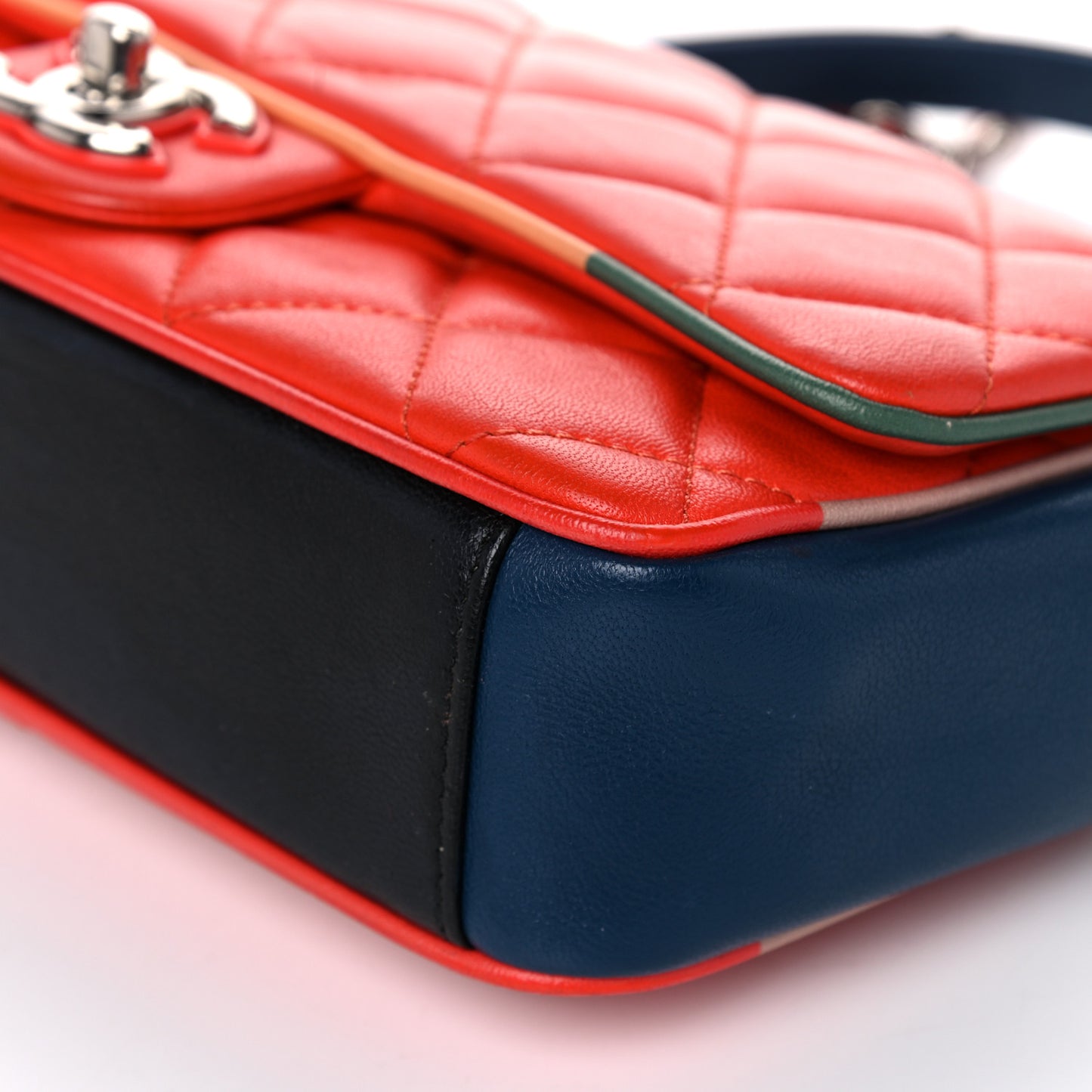 Lambskin Plexiglass Quilted Small Cuba Color Flap Red Multicolor