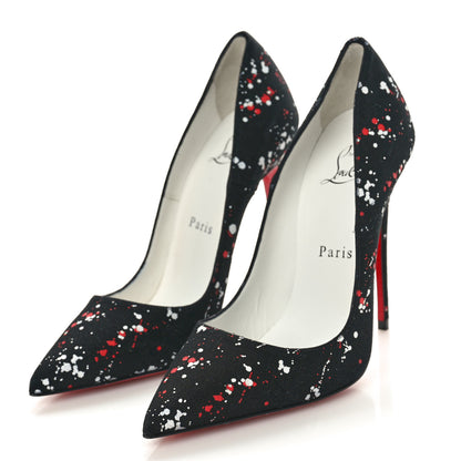 Christian Louboutin Toile So Kate 120 Splash Pumps 36 Black Red White 4 of 8