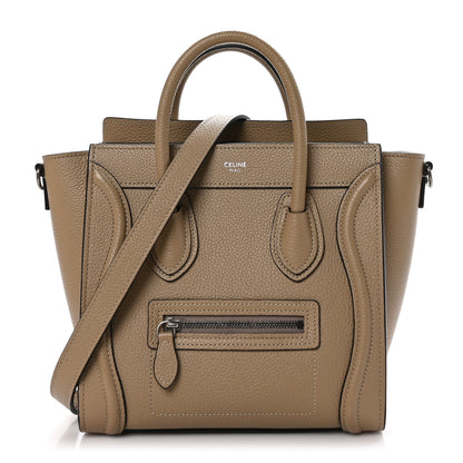 Celine Drummed Calfskin Nano Luggage Dune 1 of 10