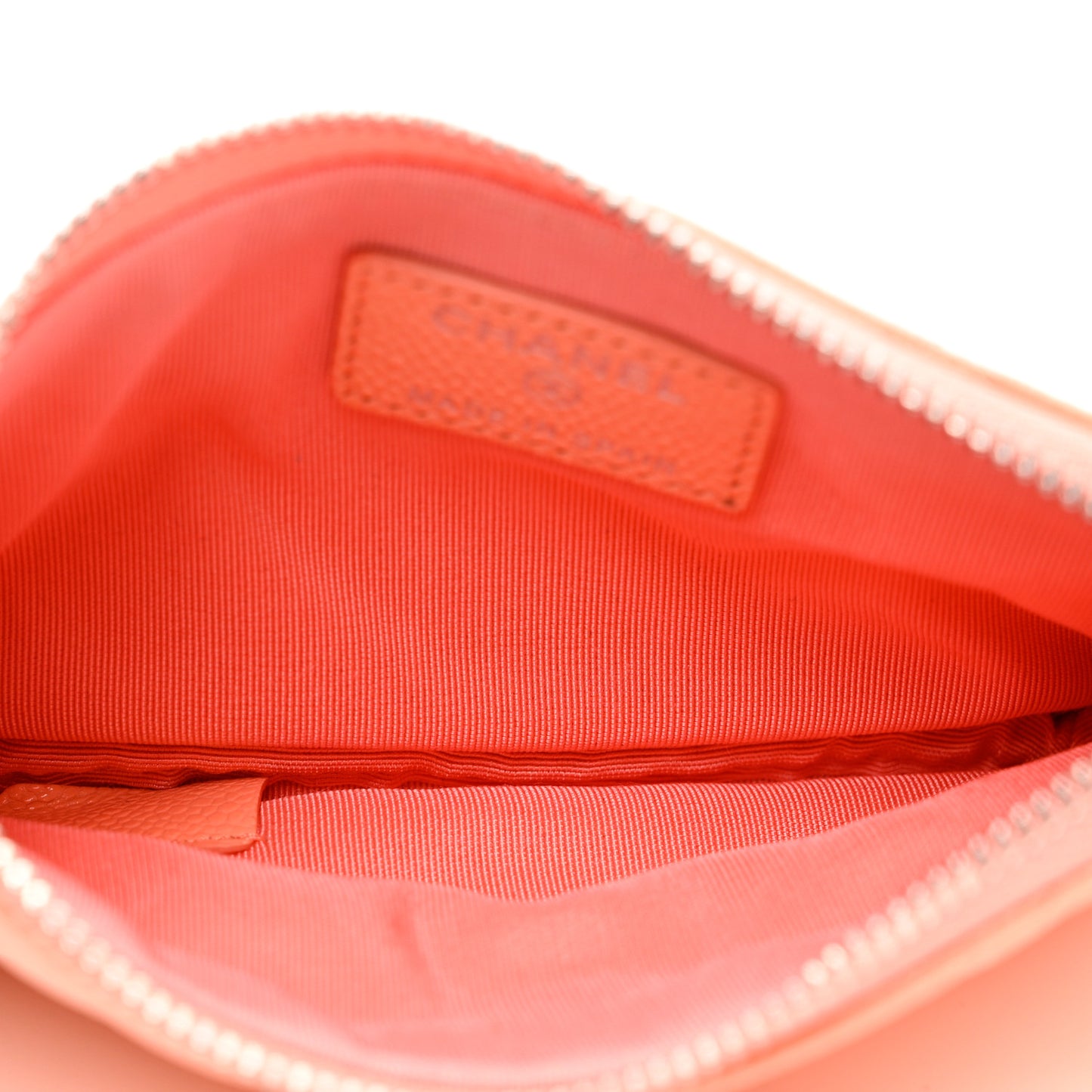 Caviar Quilted Small Cosmetic Case Coral