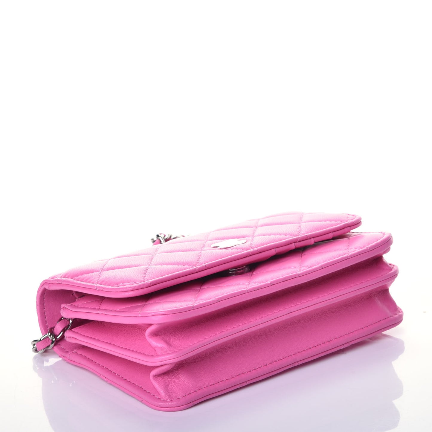 Lambskin Quilted Mini Wallet On Chain WOC Pink