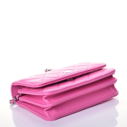 Chanel Lambskin Quilted Mini Wallet On Chain WOC Pink 4 of 10
