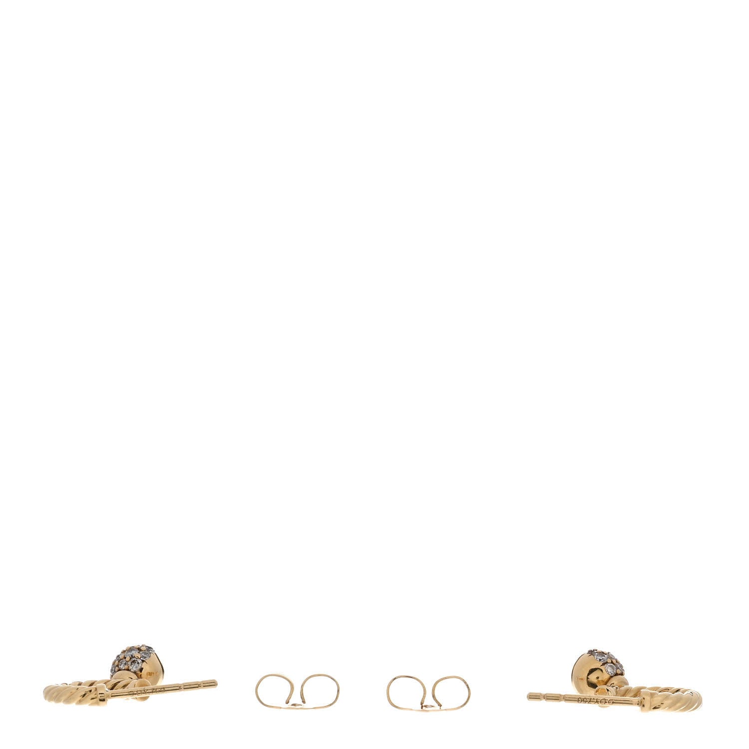 David Yurman 18K Yellow Gold Diamond Solari Hoop Pave Earrings 3 of 4