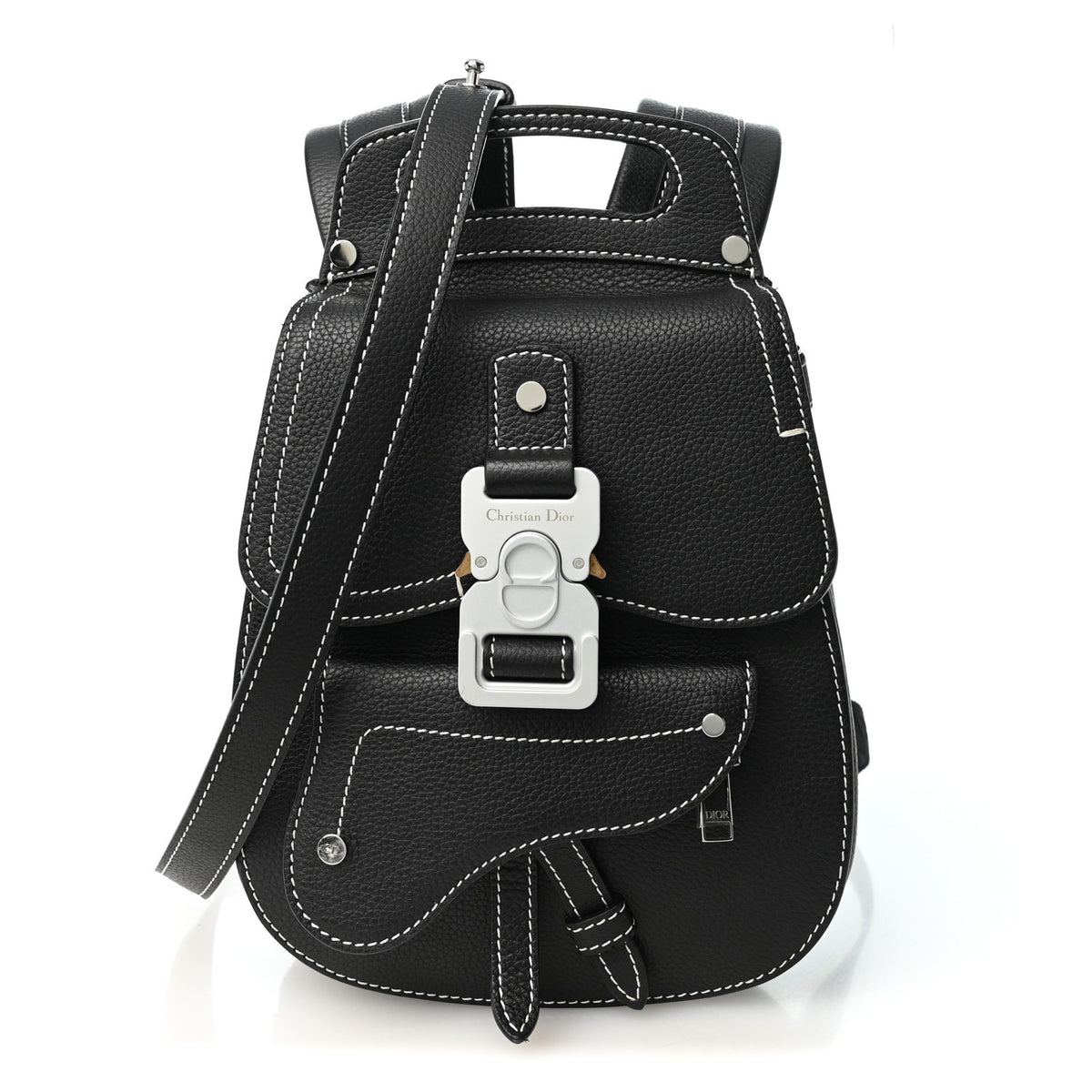 Christian Dior Grained Calfskin Mini Saddle Backpack  Black 1 of 10