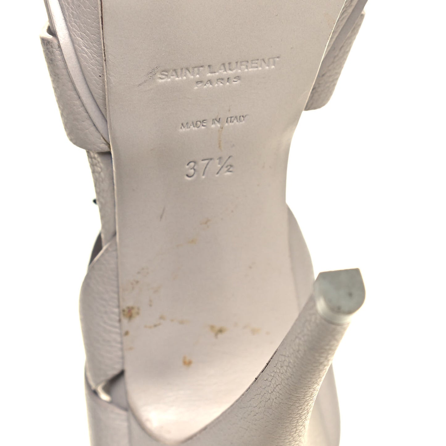Textured Calfskin Tribute 105 Platform Sandals 37.5 Gris Perle