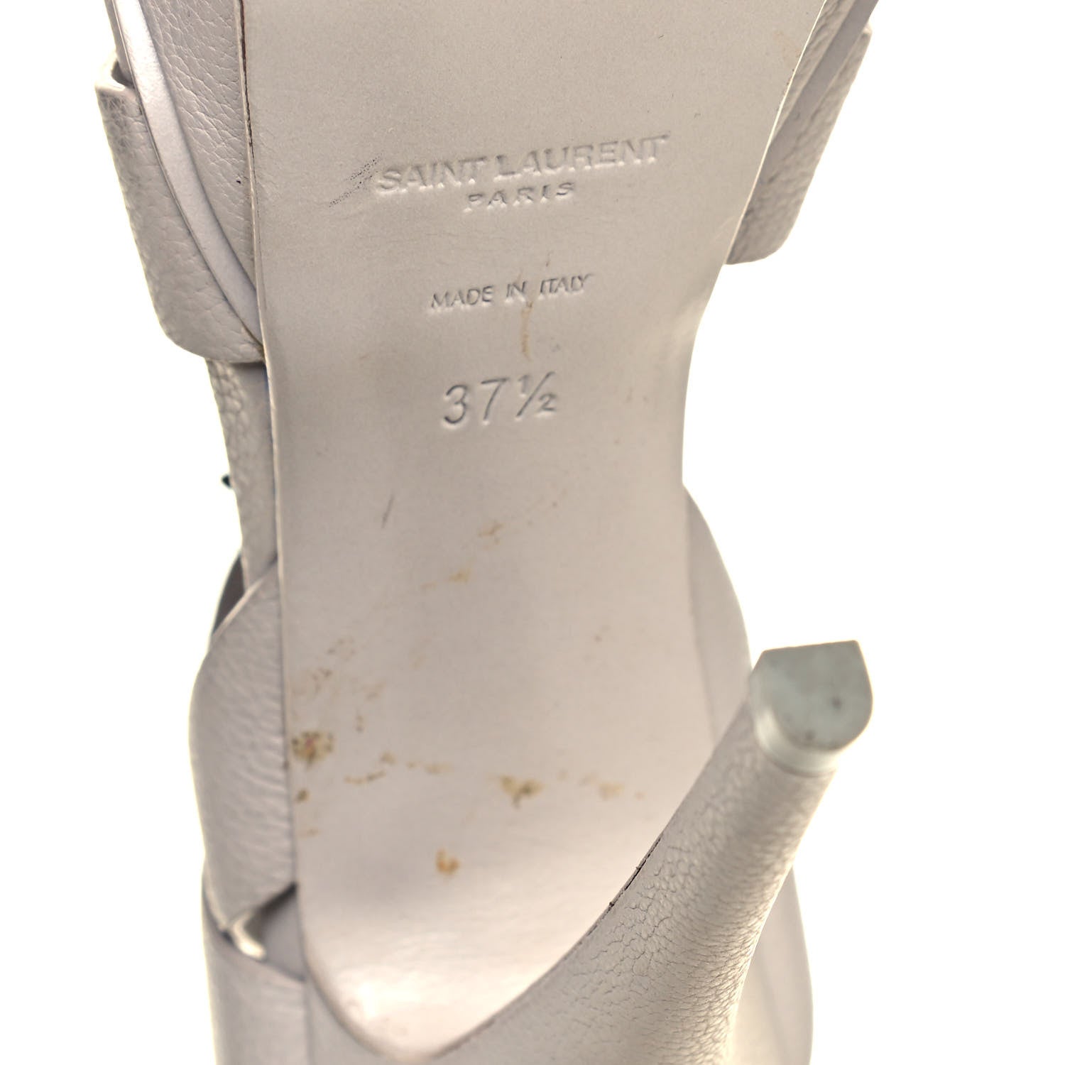Saint Laurent Textured Calfskin Tribute 105 Platform Sandals 37.5 Gris Perle 6 of 8