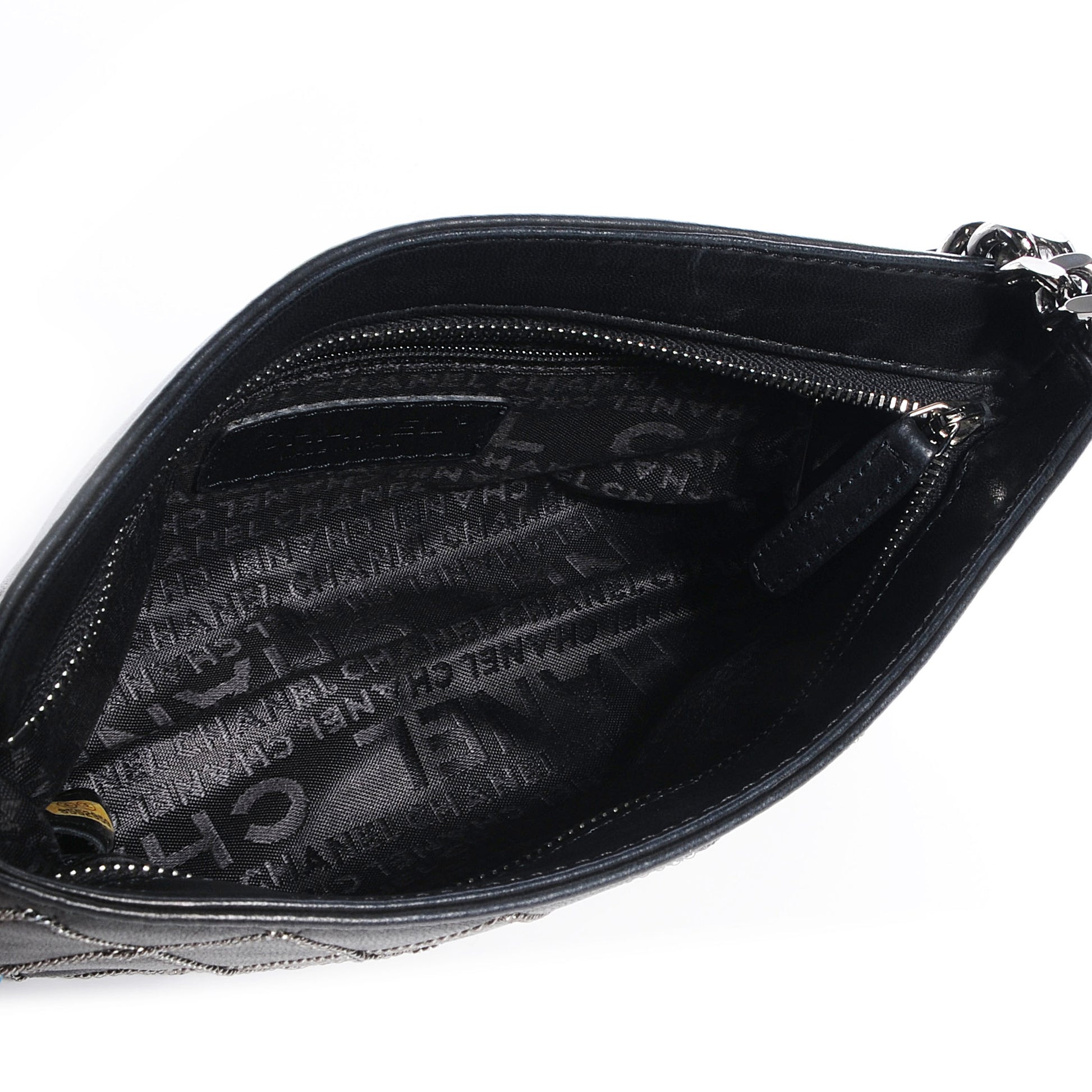 Chanel Calfskin Chain Stitch Clutch Black 4 of 7