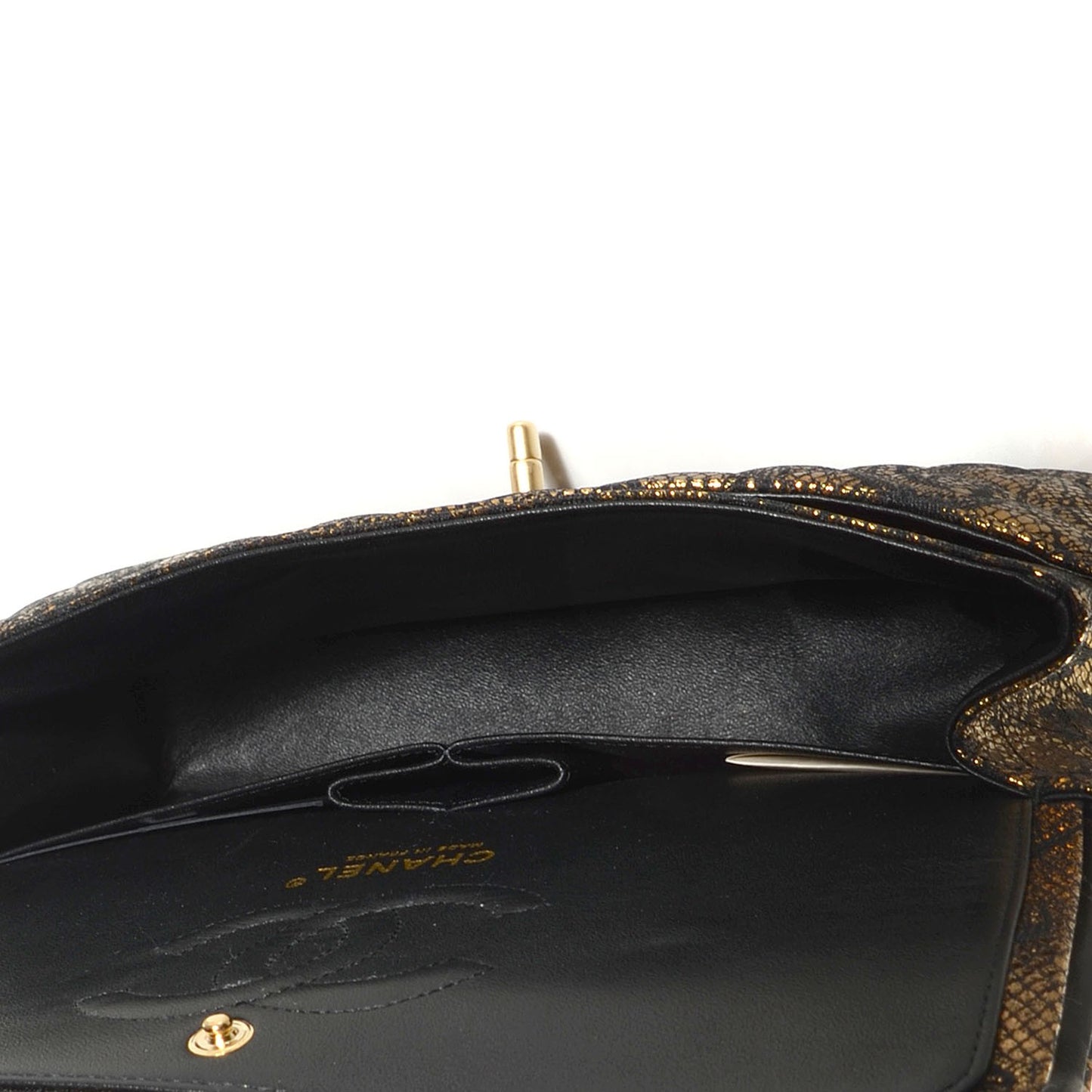 Lace Metallic Goatskin Medium Double Flap Gold