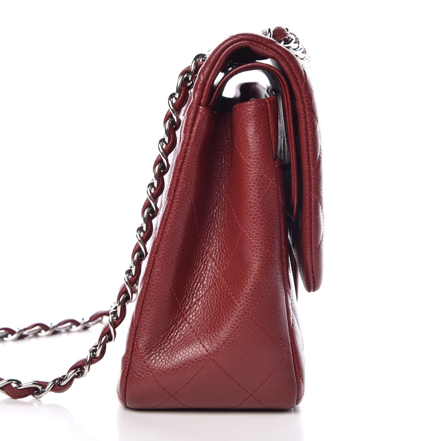 Caviar Quilted Jumbo Double Flap Burgundy