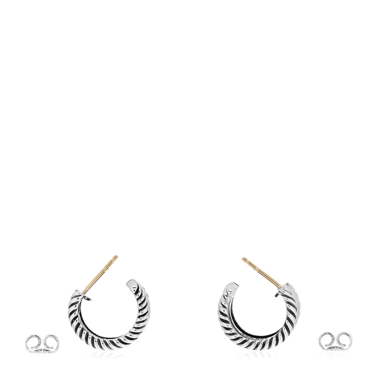 David Yurman Sterling Silver 14K Yellow Gold 16mm Cable Classics Hoop Earrings 3 of 4