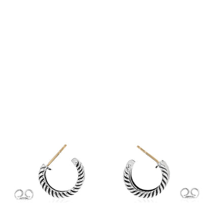 David Yurman Sterling Silver 14K Yellow Gold 16mm Cable Classics Hoop Earrings 3 of 4