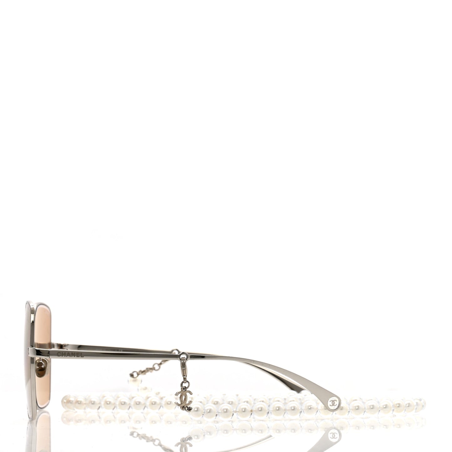 Butterfly Removable Pearl Chain Sunglasses 4262 Silver
