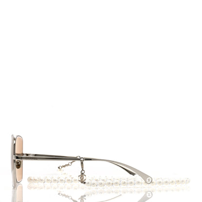 Chanel Butterfly Removable Pearl Chain Sunglasses 4262 Silver 3 of 8
