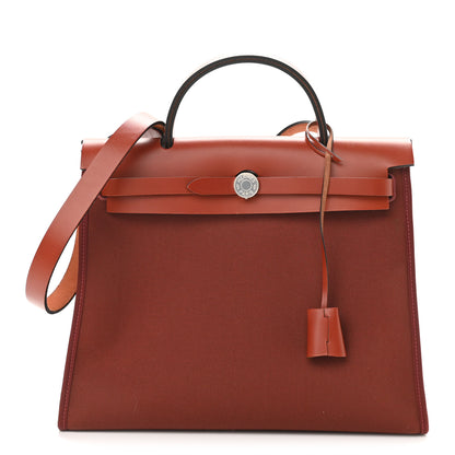 Hermes Military Toile Vache Hunter Herbag Zip PM 31 Rouge H Cuivre 3 of 11