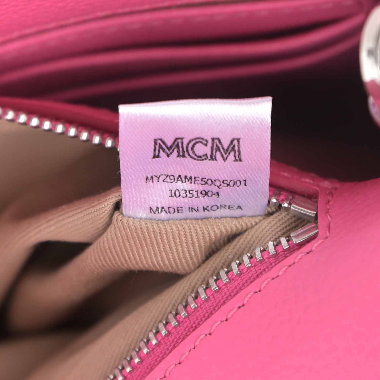 MCM Calfskin Large Patricia Wallet On Chain Pink 7 of 10