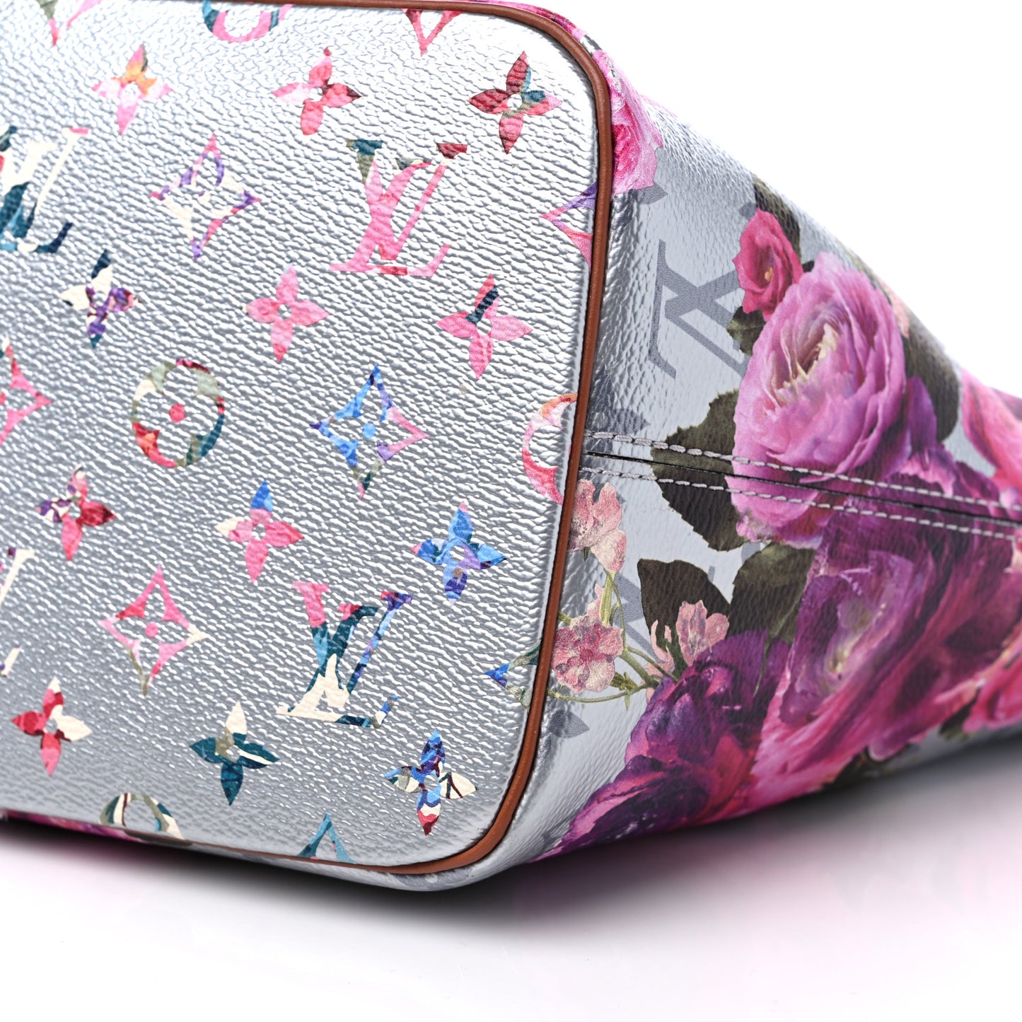 Metallic Monogram LV Garden Neverfull MM Silver