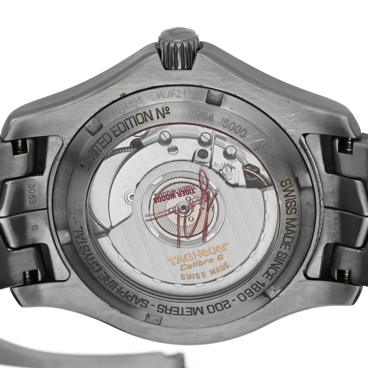 Tag Heuer Stainless Steel 39mm Link Tiger Woods Automatic Watch Black WJF211D 4 of 5