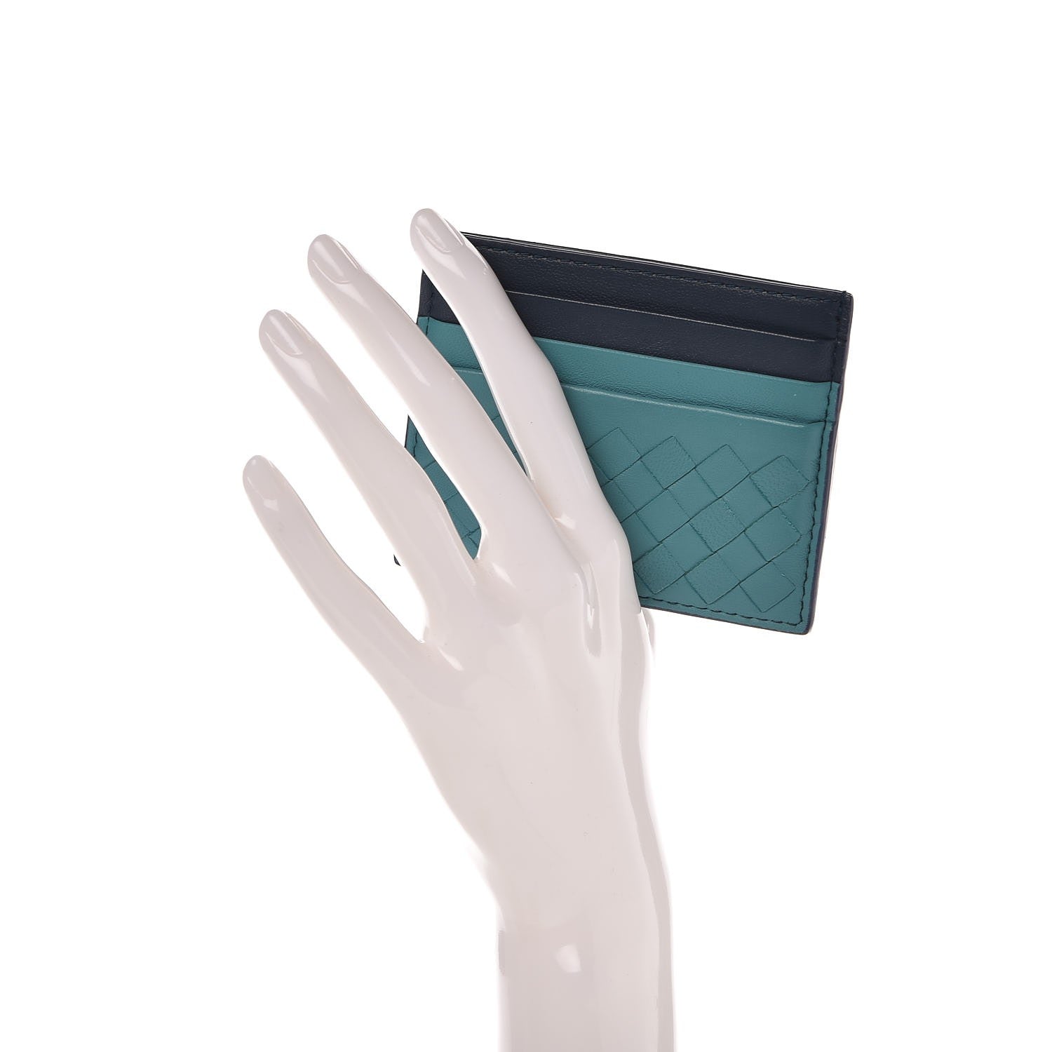 Bottega Veneta Nappa Intrecciato Card Case Aqua 2 of 8
