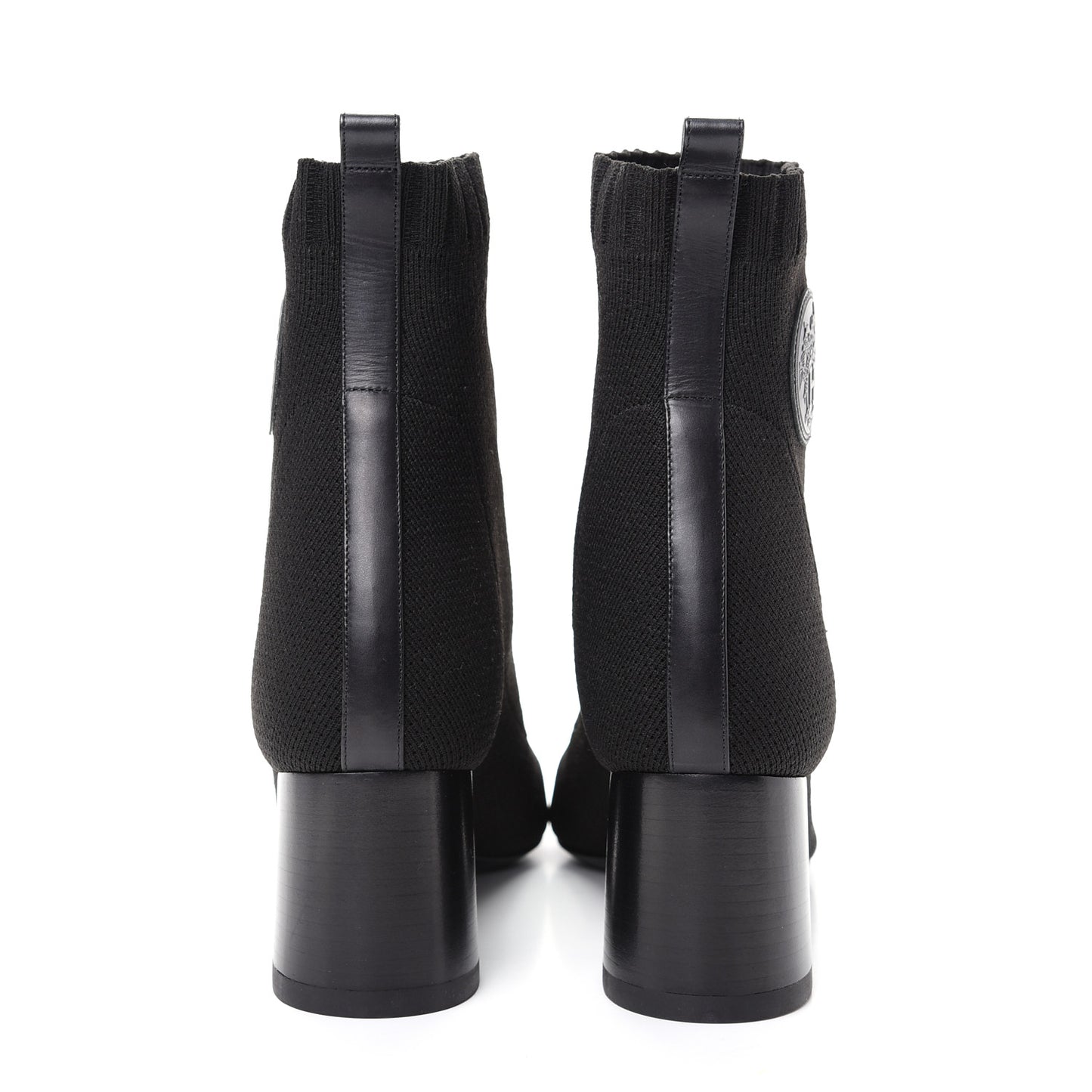 Knit Calfskin Volver Ankle Boots 38.5 Black