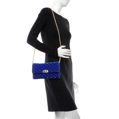 Valentino Garavani Velvet Rockstud Spike Wallet on Chain Acid Blue 2 of 6