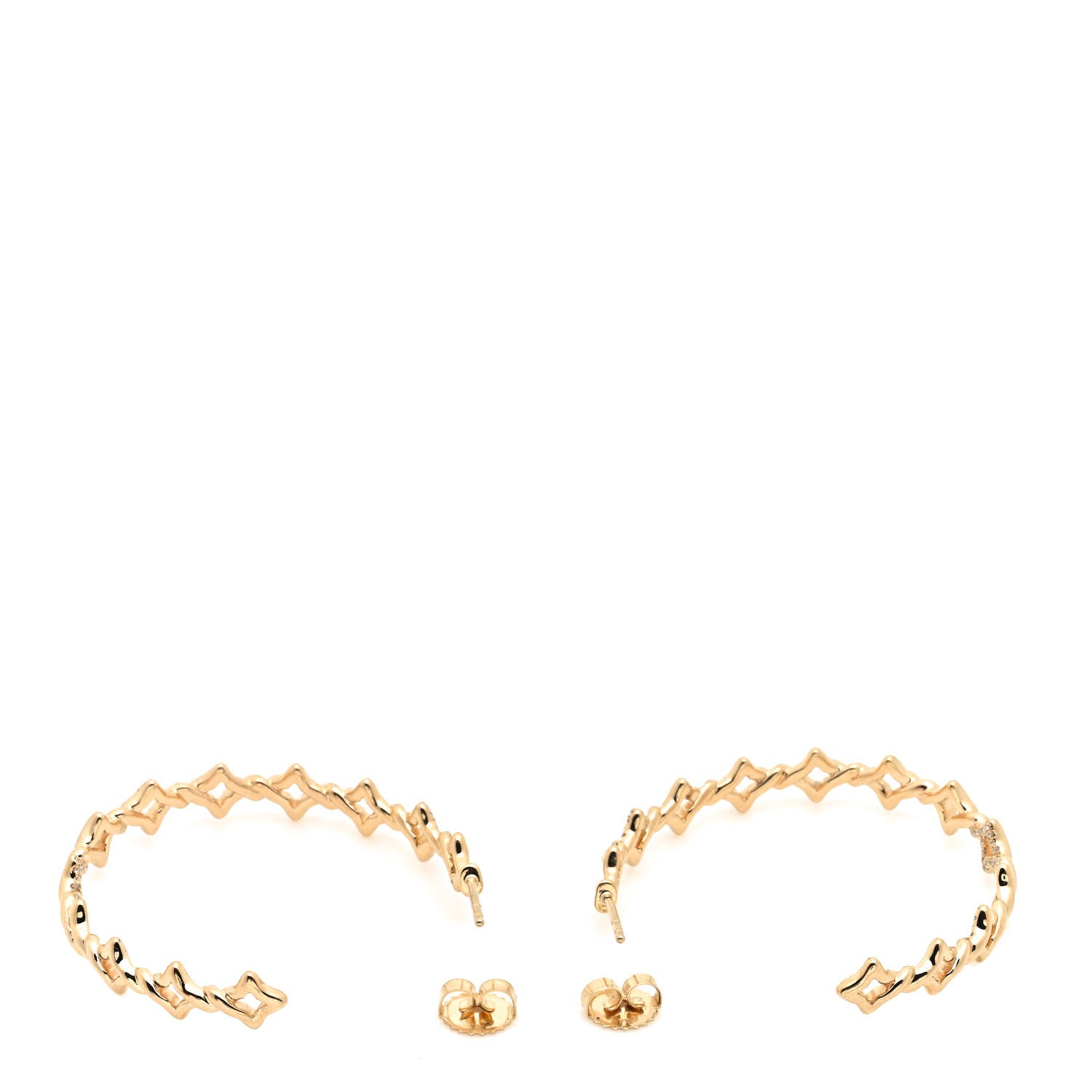 David Yurman 18K Yellow Gold Diamond Large Venetian Quatrefoil Hoop Earrings 3 of 5