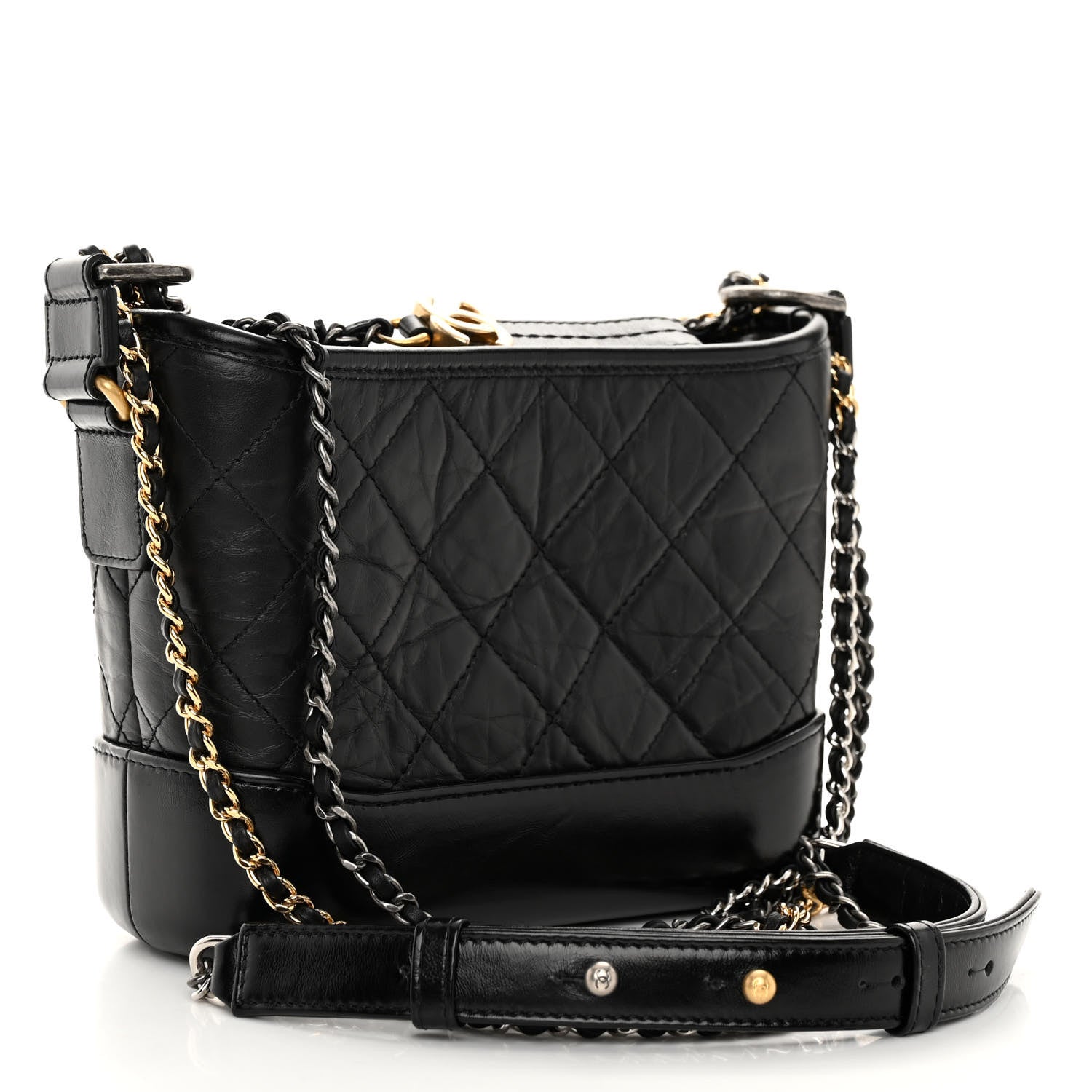 Chanel Aged Calfskin Quilted Small Gabrielle Hobo Black 3 of 10
