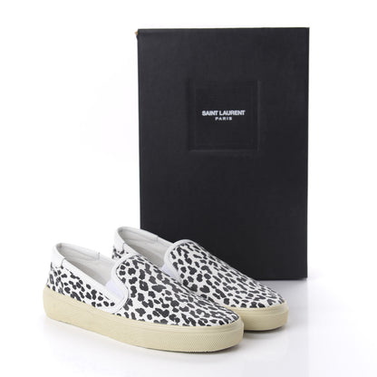 Saint Laurent Soft Calfskin Babycat Leopard Womens Skate Slip On Sneakers 39 Black White 9 of 10