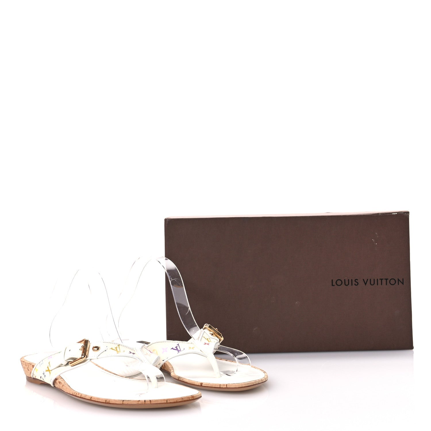 Louis Vuitton Monogram Multicolor Thong Sandals 40 White