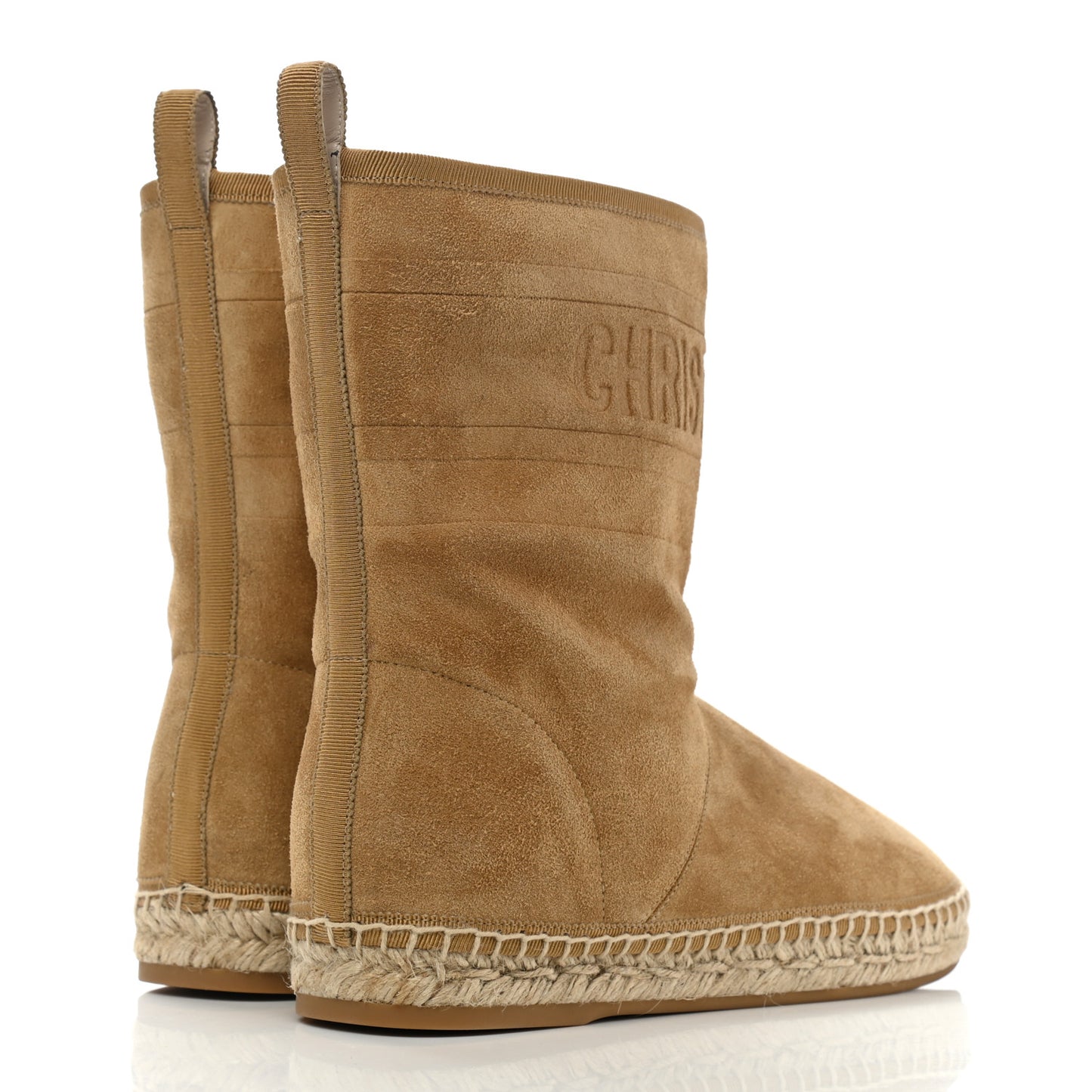 Calfskin Suede Shearling Granville Espadrille Boots 36.5 Natural