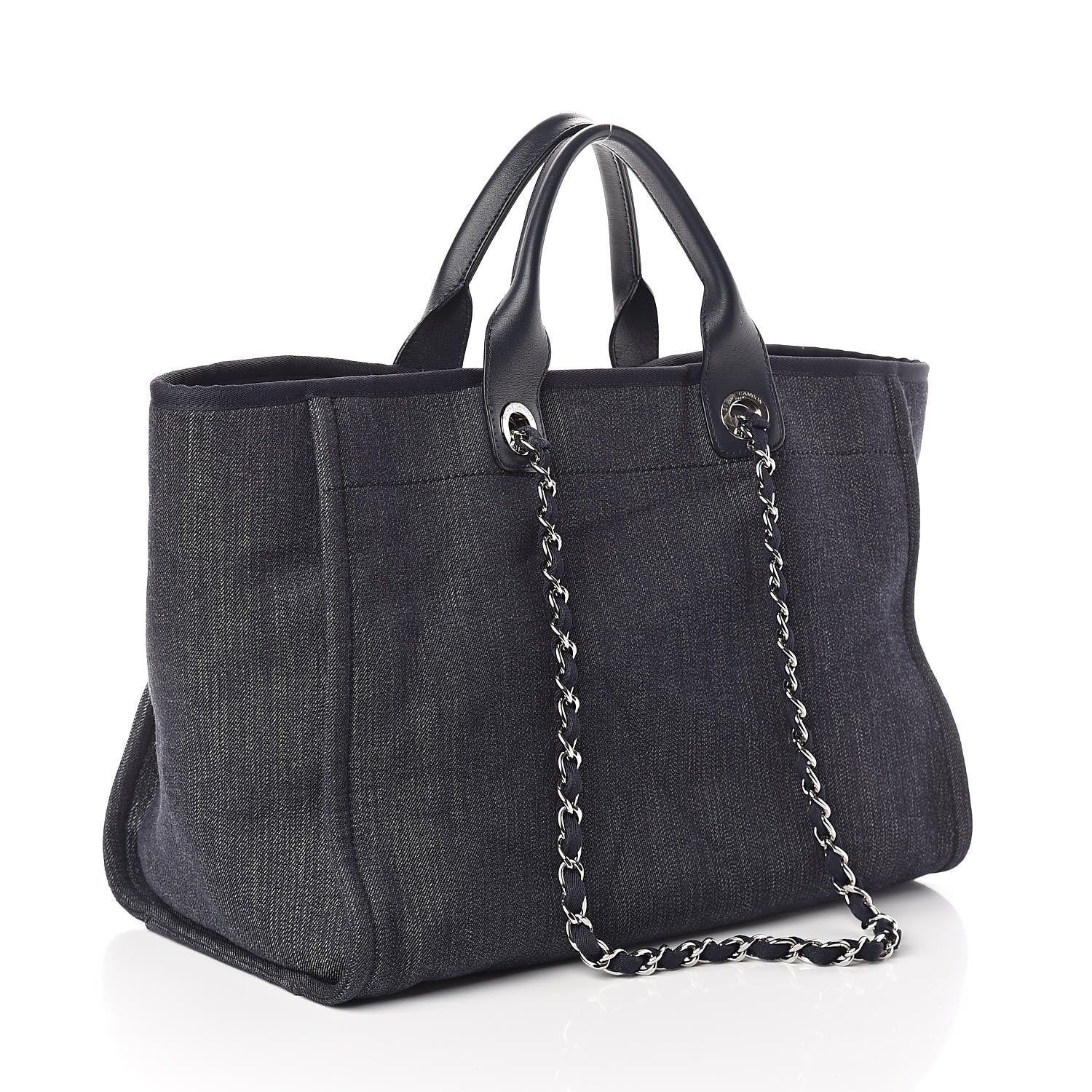 Chanel Denim Large Deauville Tote Dark Blue 3 of 10