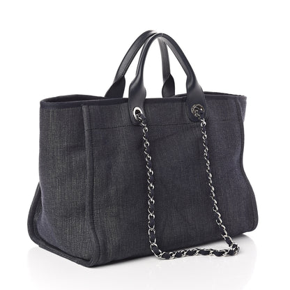 Chanel Denim Large Deauville Tote Dark Blue 3 of 10
