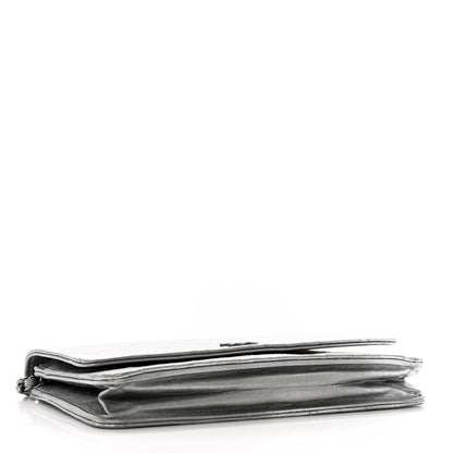 Chanel Metallic Aged Calfskin Quilted Wallet on Chain WOC Silver 4 of 14