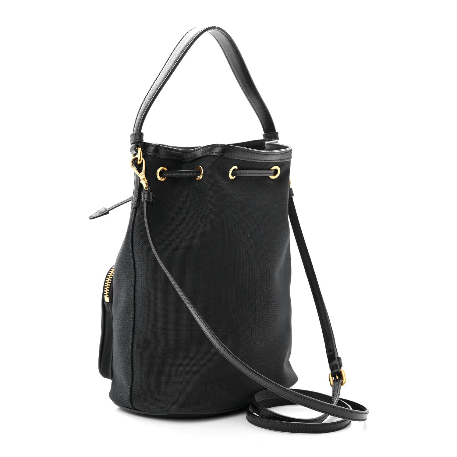 Prada Jacquard Logo Mini Bucket Crossbody Bag Black 3 of 13