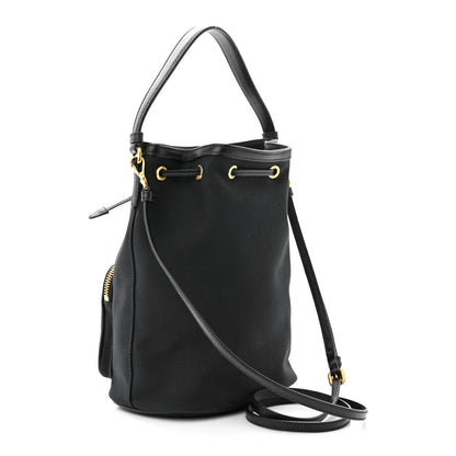 Prada Jacquard Logo Mini Bucket Crossbody Bag Black 3 of 13