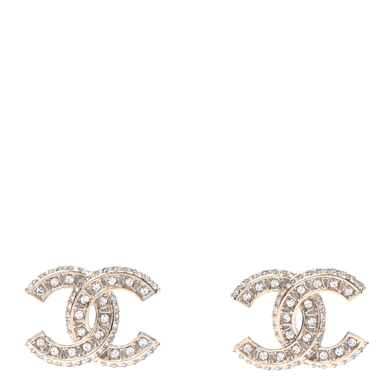 Chanel Crystal Timeless CC Earrings Light Gold 1 of 4