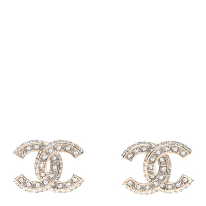 Chanel Crystal Timeless CC Earrings Light Gold 1 of 4