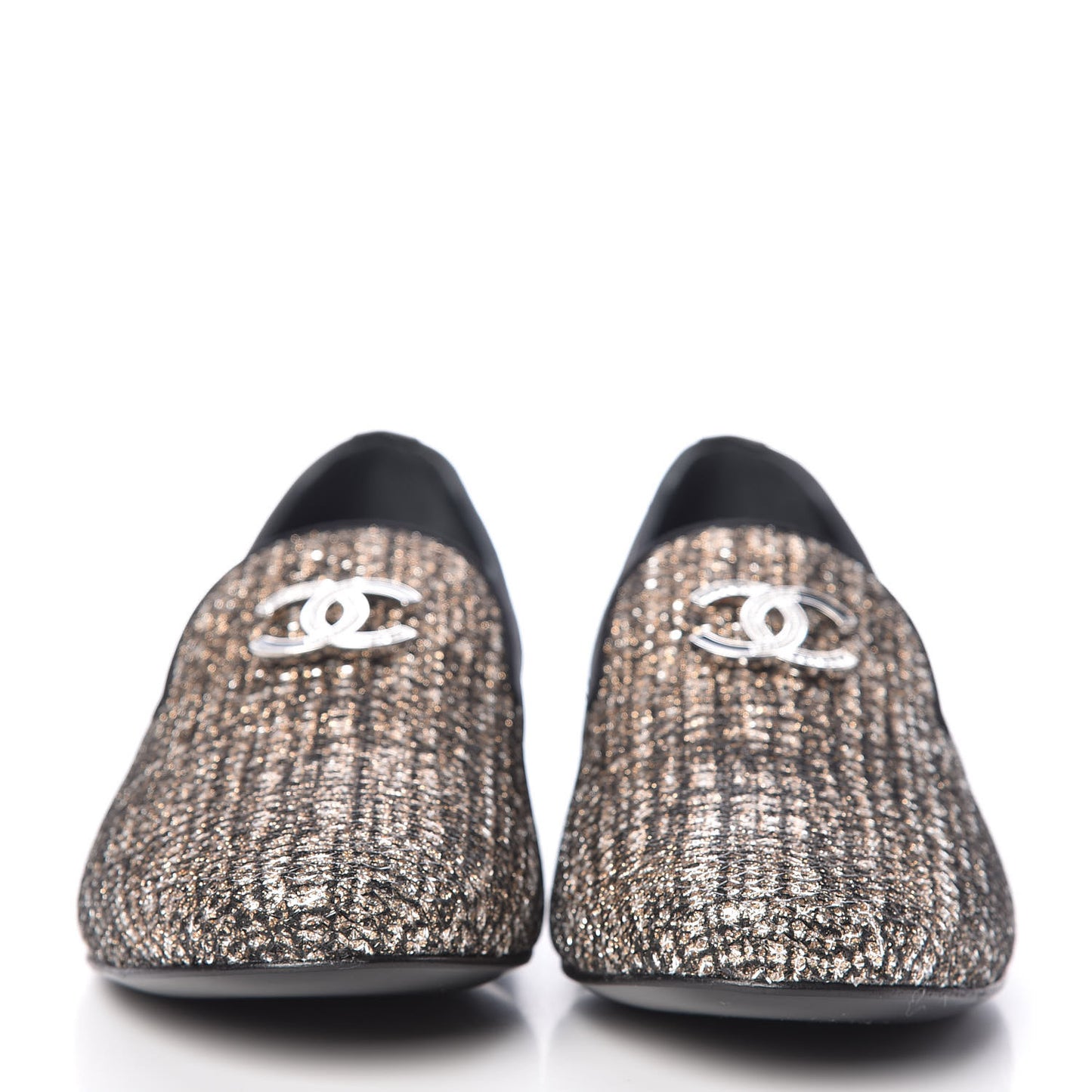 Fantasy Fabric Grosgrain CC Mocassin Loafers 37 Pink Black