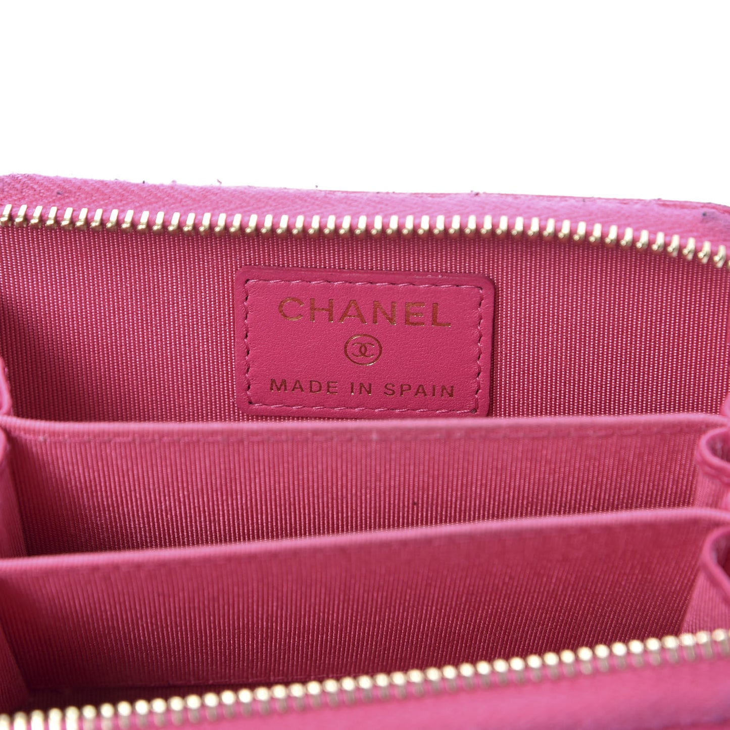 Lambskin Chevron Quilted Zip Around Coin Purse Pink