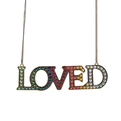 Gucci Metal Crystal Loved Short Necklace Aged Gold 4 of 7