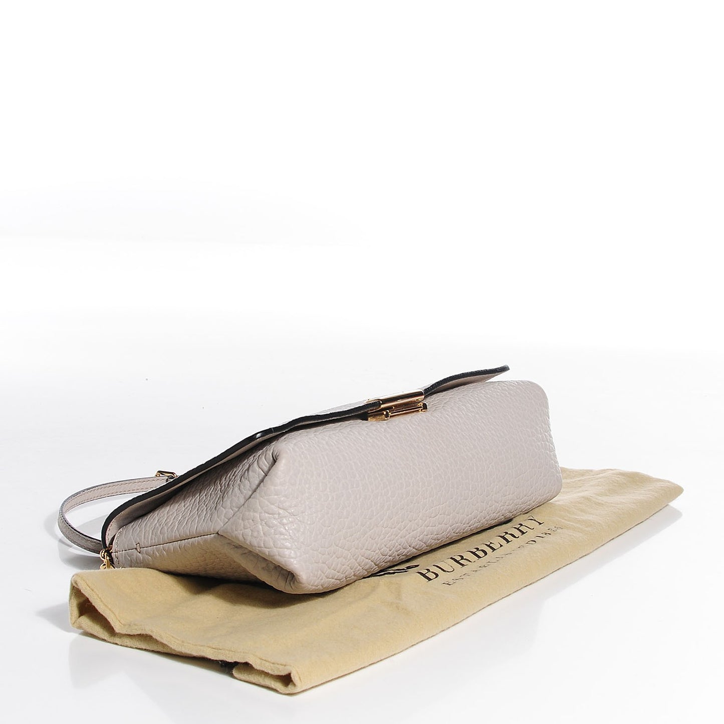 Signature Grain Medium Clutch Bag Pale Grey