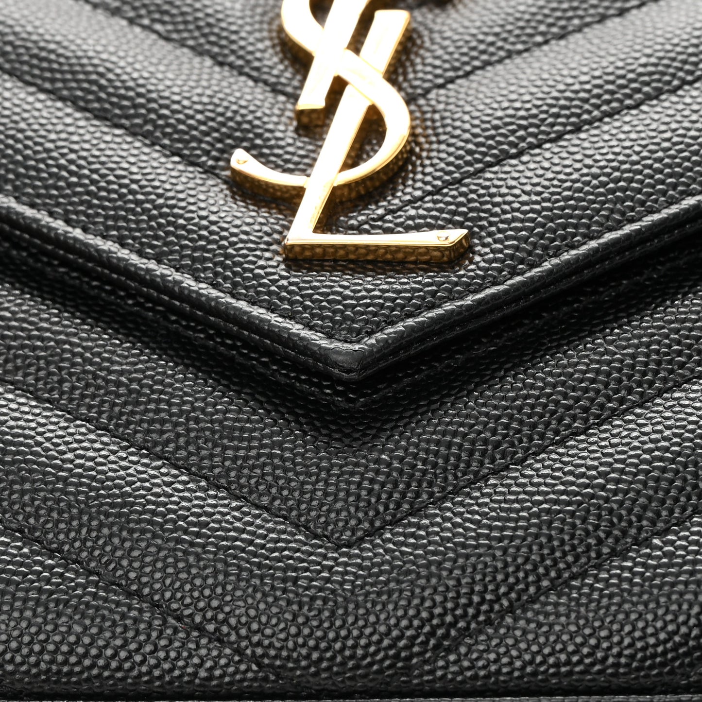 Grain De Poudre Matelasse Chevron Monogram Chain Wallet Black