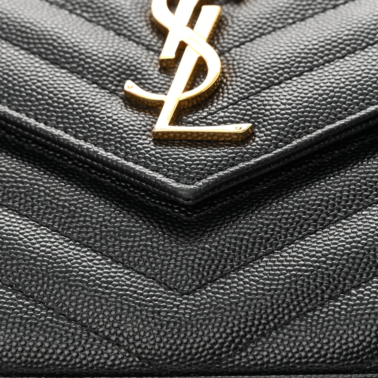 Saint Laurent Grain De Poudre Matelasse Chevron Monogram Chain Wallet Black 14 of 15