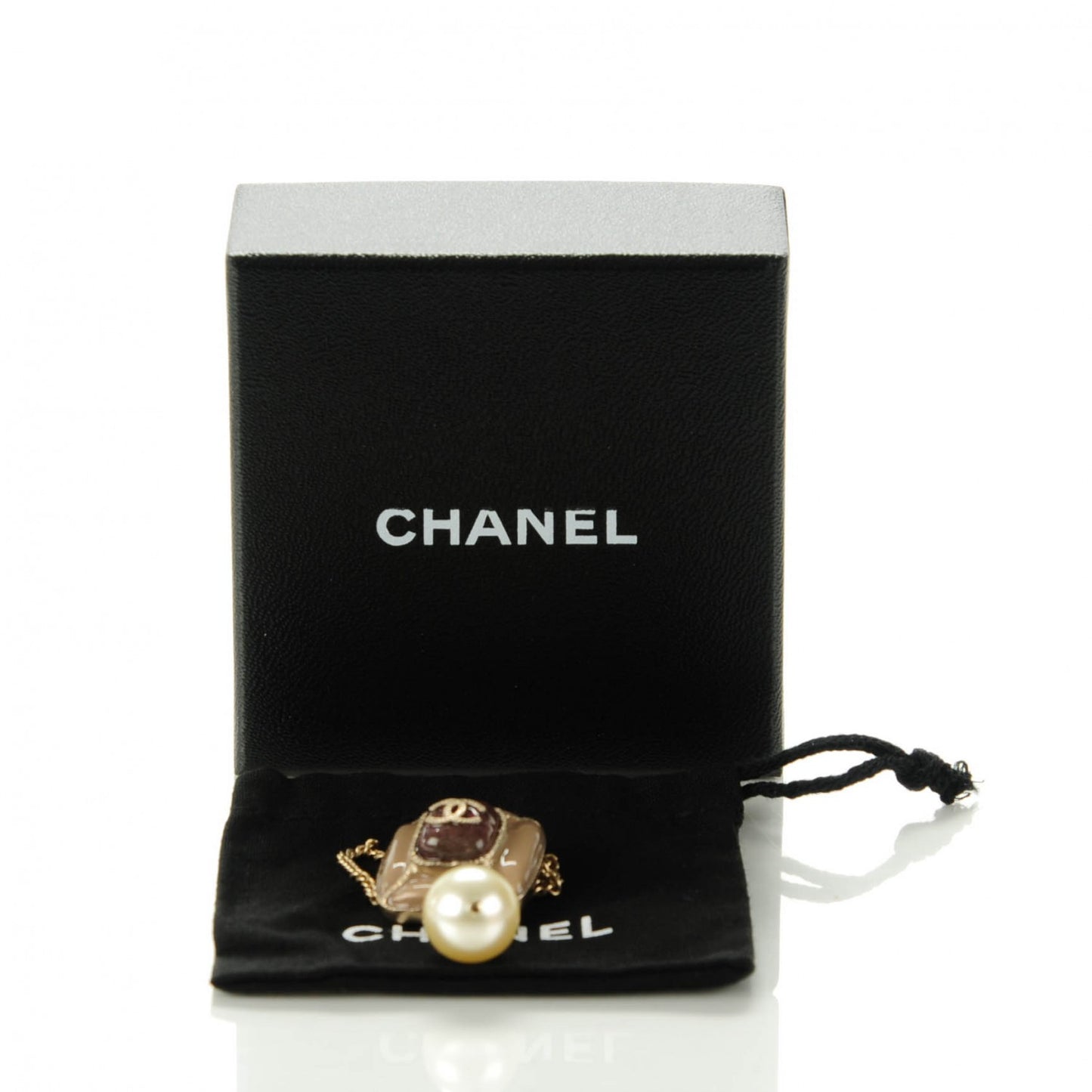 Enamel Pearl CC Necklace Pendant Light Gold