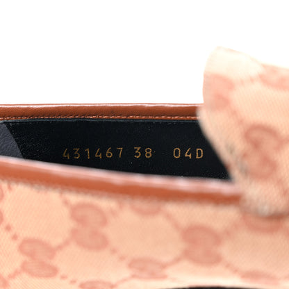 Gucci Canvas GG Monogram Horsebit Womens Jordaan Loafers 38 Beige Ruggine Rust 8 of 9