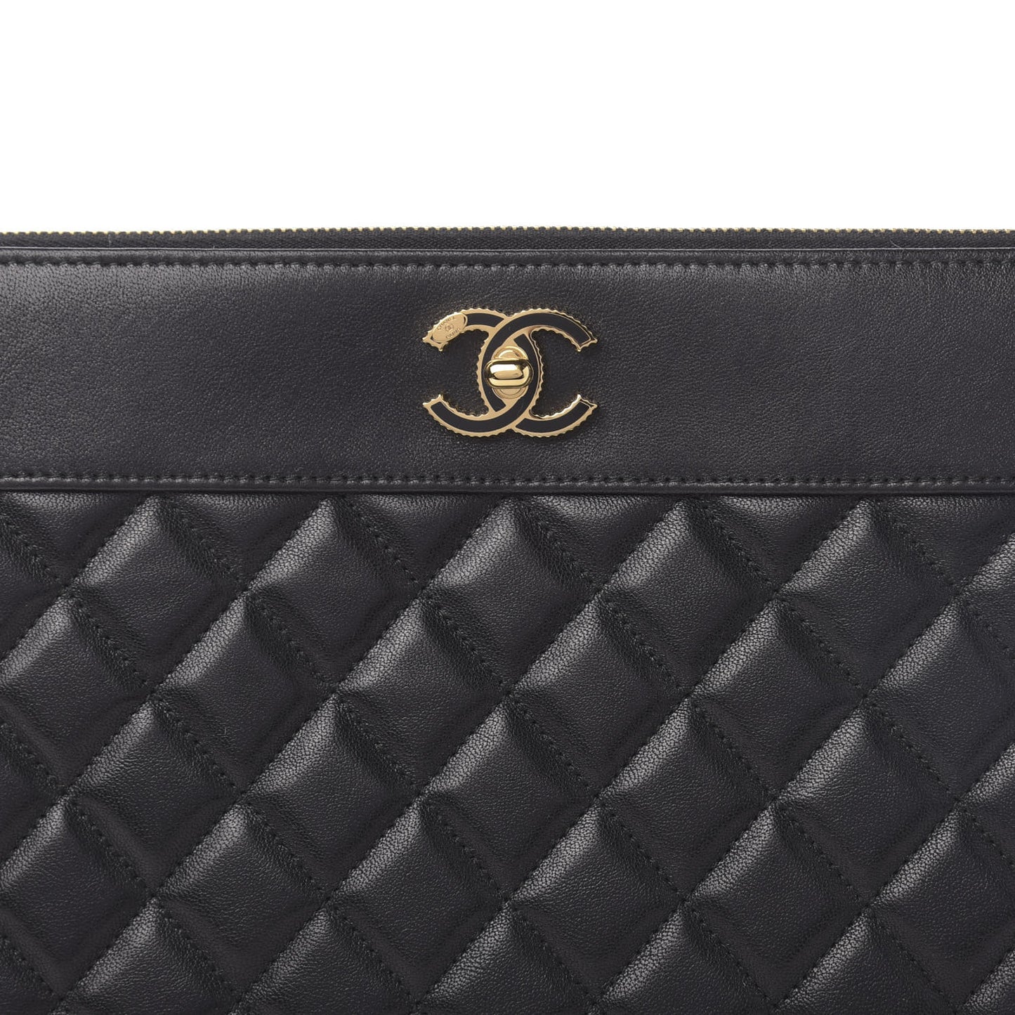 Lambskin Quilted Large Vintage Mademoiselle Cosmetic Case Black